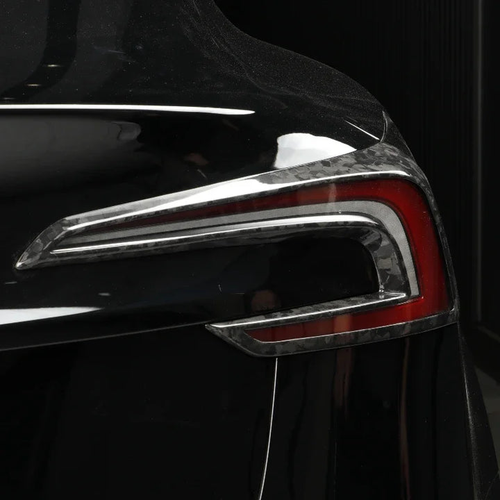 Carbon Fiber Rear Taillight Trim Frame for Tesla Model 3+ Highland 2024 is available at Ludicrous EV. 