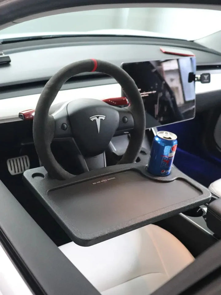 Multifunctional Car Travel Table Laptop Desk Steering Wheel Tray for Eating & Work for Tesla Model 3/Model S/Model X/Model Y is available at Ludicrous EV.