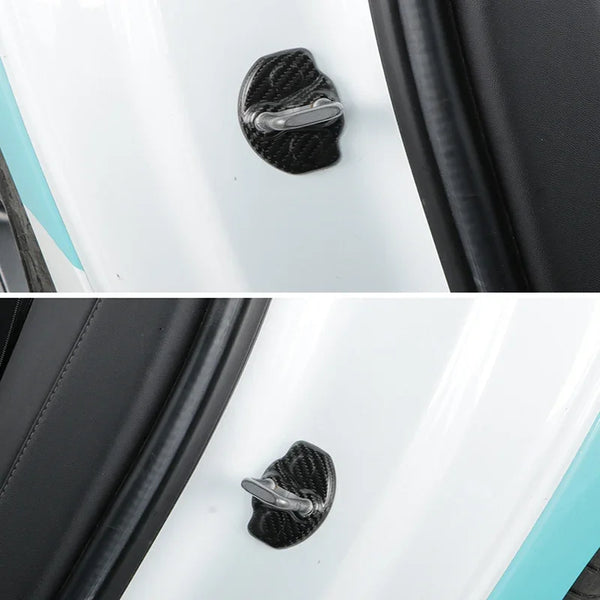 Door Lock Cover for Tesla Model 3/Y/3+ Real Carbon Fiber 3K 240G Car Door Latches Protectors Guard Protective Cover Accessories