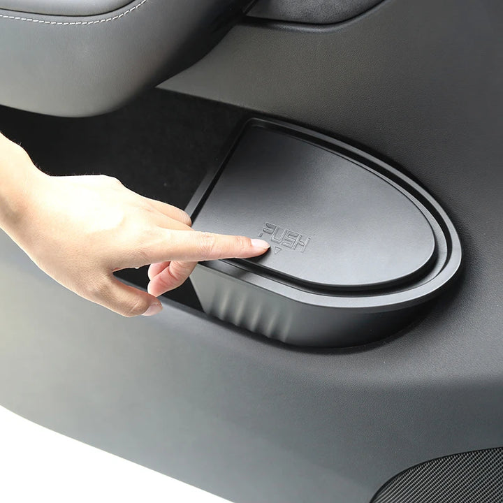 Under-Seat Trash Can for Tesla Model Y 2021-2024 is available at Ludicrous EV.
