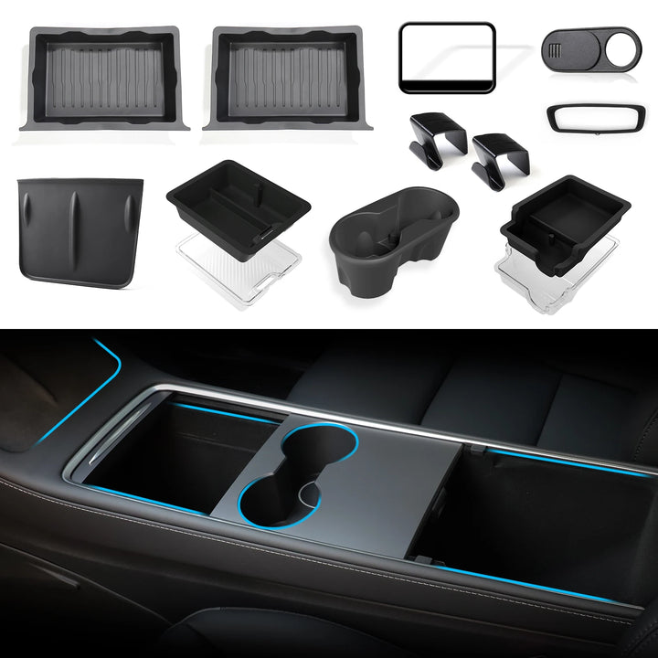 Under Seat Storage Trays /Center Console Organizer for Tesla Model Y is available at Ludicrous EV.
