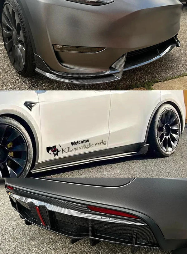 Carbon Fiber Rear Diffuser Side Spillter Spoiler Bumper Lip for Tesla Model Y 2020-2023 is available at Ludicrous EV.