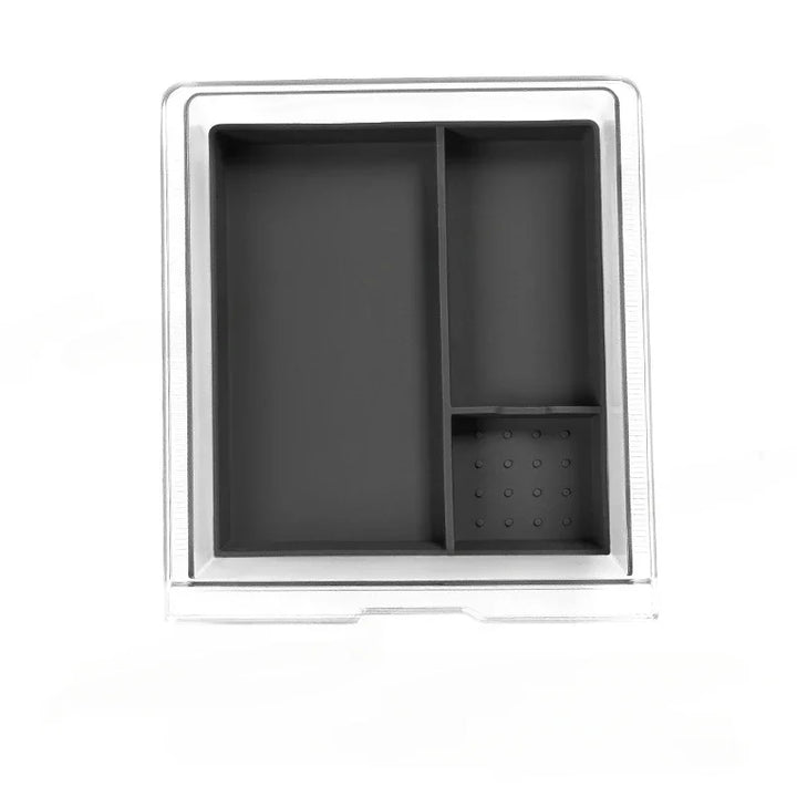 Central Control Storage Box with Transparent Armrest and Silicone Pad for Tesla Model 3 Highland 2024 is available at Ludicrous EV.