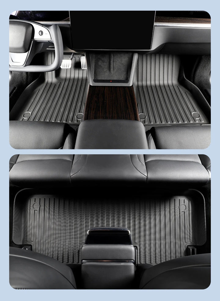 TPE Fully Coverage Floor Mats & Non-Slip Foot Pads For Tesla Model S 2024 is available at Ludicrous EV.