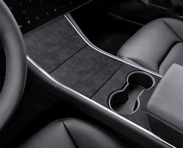 Suede Gear Shifter Panel / Decorative Cover Pad For Tesla Model 3 2019-2020