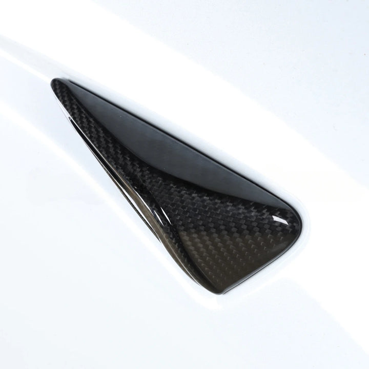 Real Carbon Fiber Side Camera Cover for Tesla Model 3 Highland 2024 is available at Ludicrous EV.