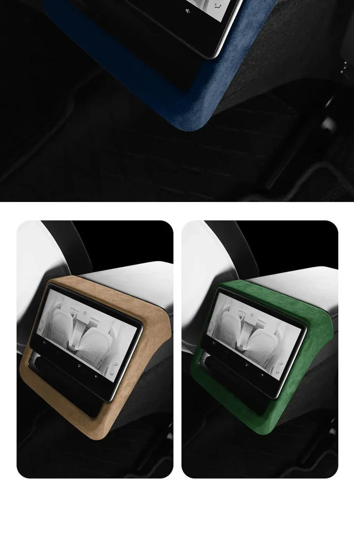 Suede Rear Row Screen Frame Cover for Tesla Model 3 2024, Alcantara at Ludicrous EV.