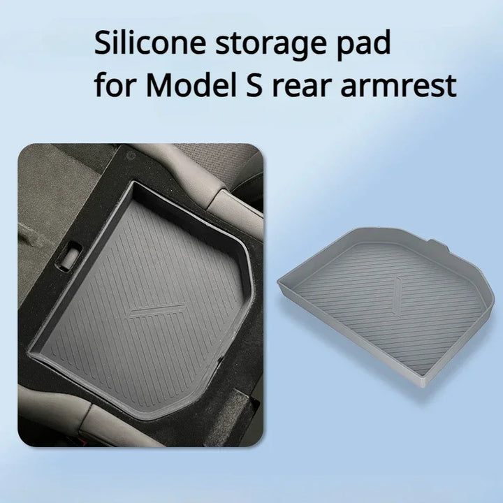 Silicone Center Console Storage Box for Tesla Model X/Model S is available at Ludicrous EV.
