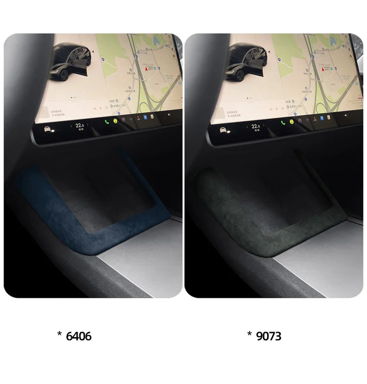 Rear Lower Console Panel Frame Cover for Tesla Model 3 Highland (2024+) Alcantara  at Ludicrous EV.
