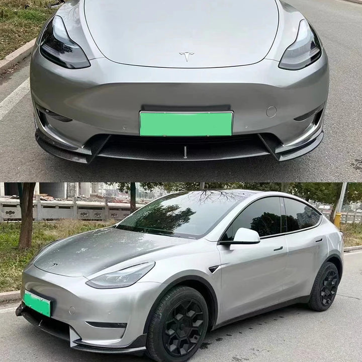 Glossy Black Body Kit – Bumper Lip, Rear Diffuser, and Spoiler for Tesla Model 3/Model Y (2017-2023) is available at Ludicrous EV.