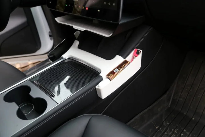 Armrest Side Storage Box & Gap Organizer Tray – Center Console Interior Accessories for Tesla Model 3 & Y is available at Ludicrous EV.