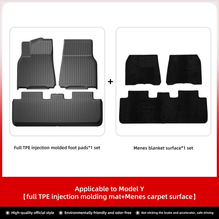 Foot Pad & Trunk Mat Set TPE Waterproof for Tesla Model 3/Y at Ludicrous EV.