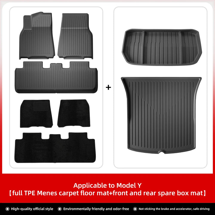 Foot Pad & Trunk Mat Set TPE Waterproof for Tesla Model 3/Y at Ludicrous EV.