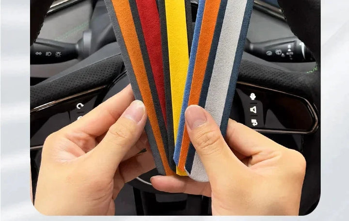 Universal Suede Steering Wheel Center Sticker Two-Color Label for Tesla Mercedes-Benz Audi BMW Volkswagen 2024 is available at Ludicrous EV.