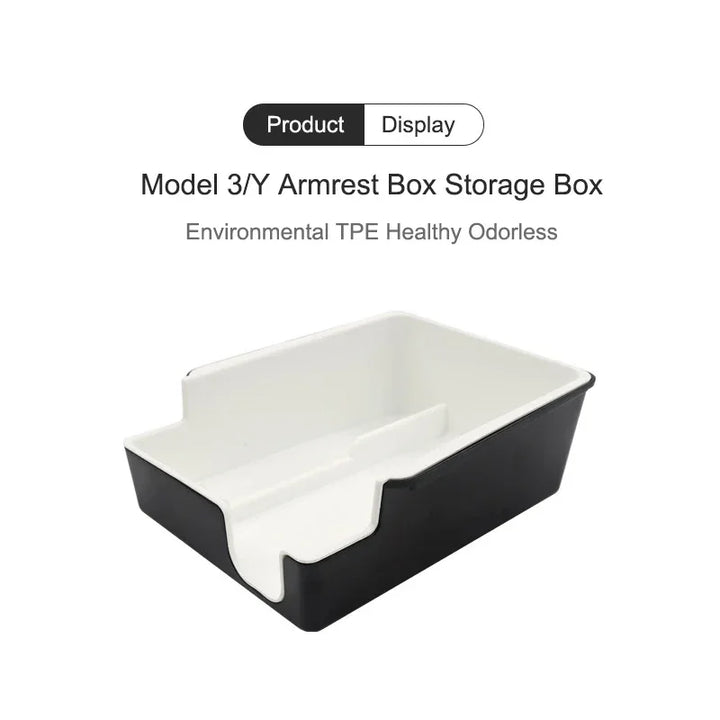 Double Layered White Center Armrest Box for Tesla Model 3/Model  Y is available at Ludicrous EV.