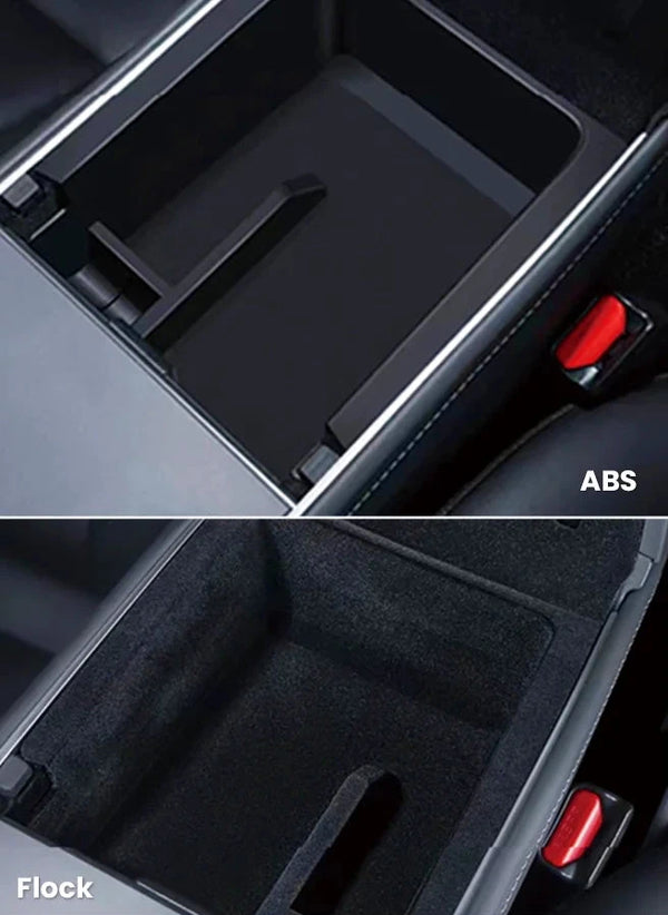 ABS Flock Center Console Organizer for Tesla Model 3/Y 2016-2024 is available at Ludicrous EV.