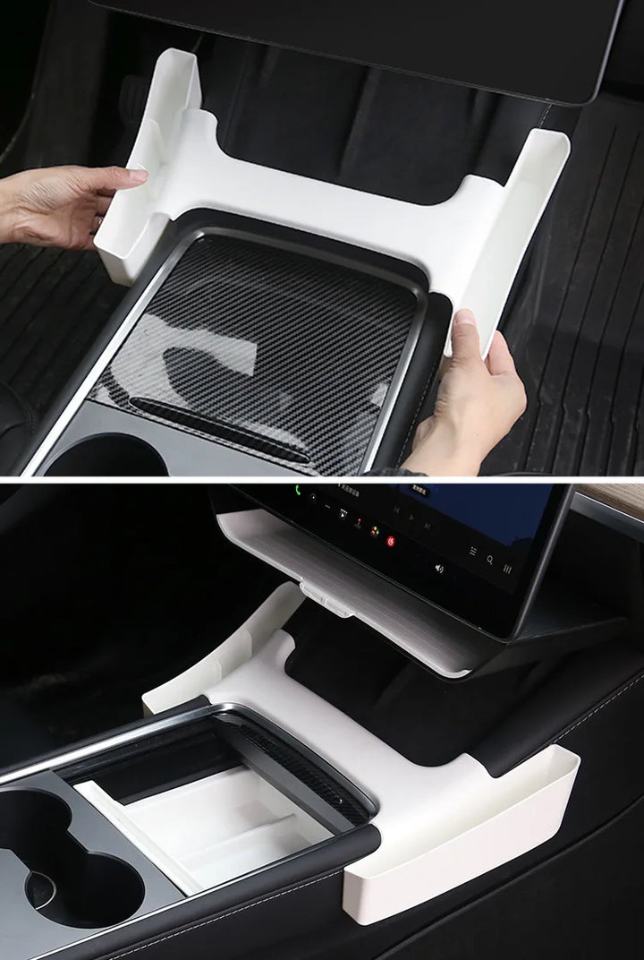 Double Layered White Center Armrest Box for Tesla Model 3/Model  Y is available at Ludicrous EV.