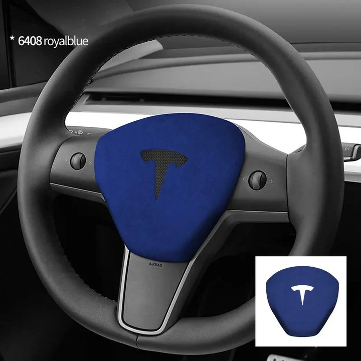 Super Suede Steering Wheel Horn Airbag Cover for Tesla Model 3/Model Y is available at Ludicrous EV.