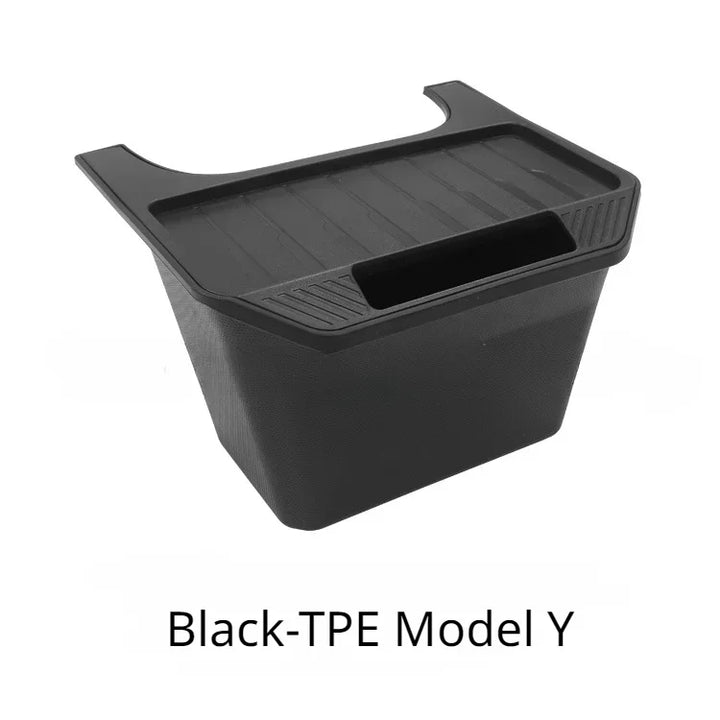 TPE Under-Seat Storage Box with Trash Can for Tesla Model Y 2021-2024 is available at Ludicrous EV.
