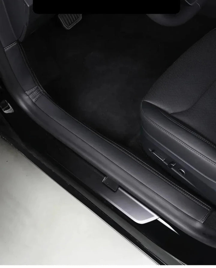 Front and Rear Door Sill Pads in Nappa Leather, Welcome Pedal Threshold Strips for Tesla Model 3 Highland 2024  is available at Ludicrous EV.