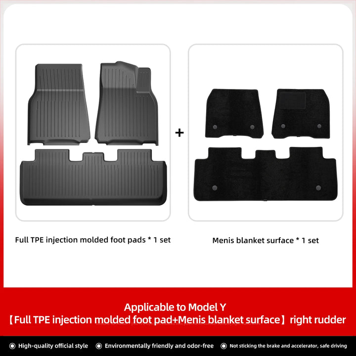 Foot Pad & Trunk Mat Set TPE Waterproof for Tesla Model 3/Y at Ludicrous EV.