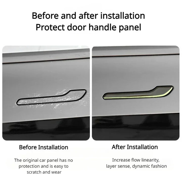 Luminous Door Handle Stickers Night Glow Protector for Tesla Model 3/Model Y 2024 is available at Ludicrous EV.
