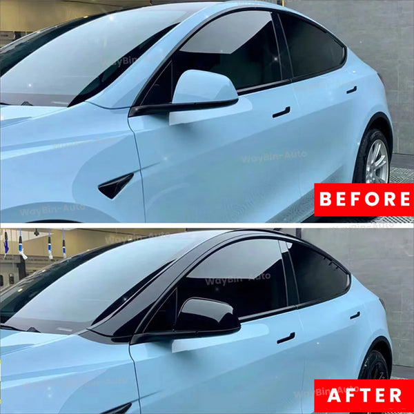 Black Floating Roof Window Strip Cover Car Wrap Film for Hidden Windows for Tesla Model Y/Model 3 2024 is available at Ludicrous EV.