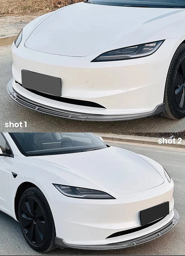 Glossy Front Bumper Lip Trim Cover for Tesla Model 3 Highland 2024 is available at Ludicrous EV.
