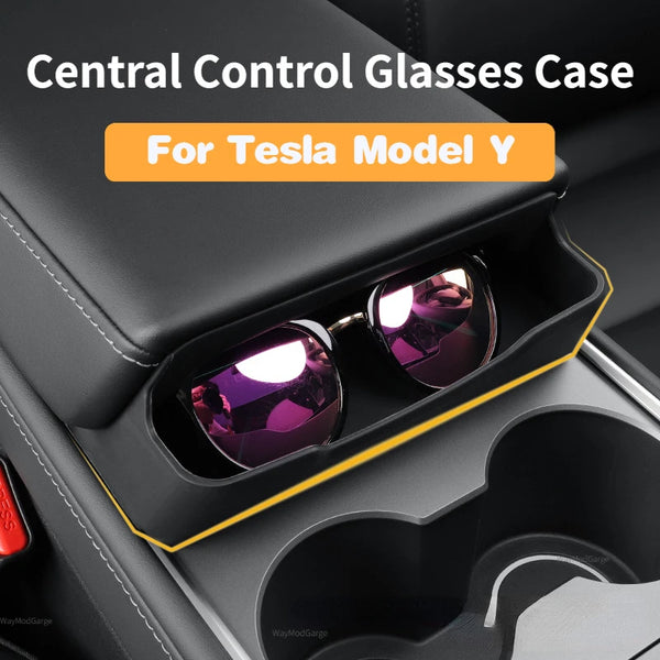 Armrest Box Glasses Box for Tesla Model Y Central Control Glasses Case Tray Phone Sunglasses Storage Box Modely Car Accessories