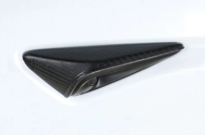 Real Carbon Fiber Side Camera Cover for Tesla Model 3 Highland 2024 is available at Ludicrous EV.