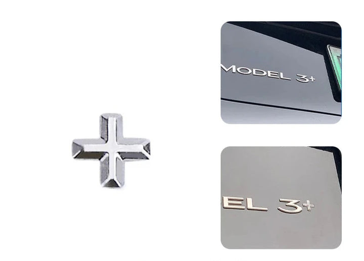 Trunk Sticker & Plus Sign Decorative Mark for Tesla Model 3 Highland 2024 is available at Ludicrous EV.