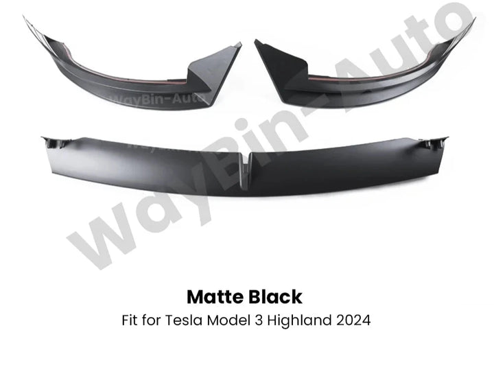 Glossy Black Carbon Front Lip Spoiler for Tesla Model 3 Highland  is available at Ludicrous EV.