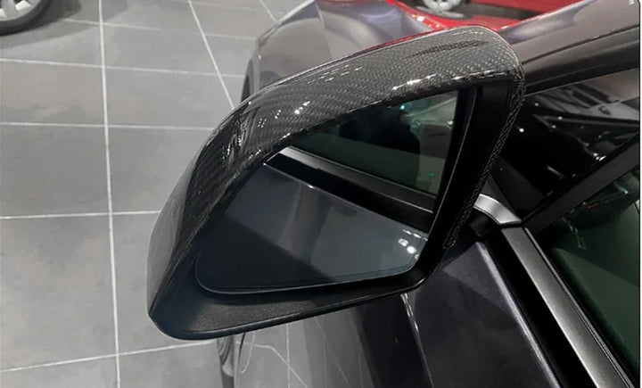 Real Carbon Fiber Rearview Mirror Cover for Tesla Model 3/Y 2017-2023 is available at Ludicrous EV.