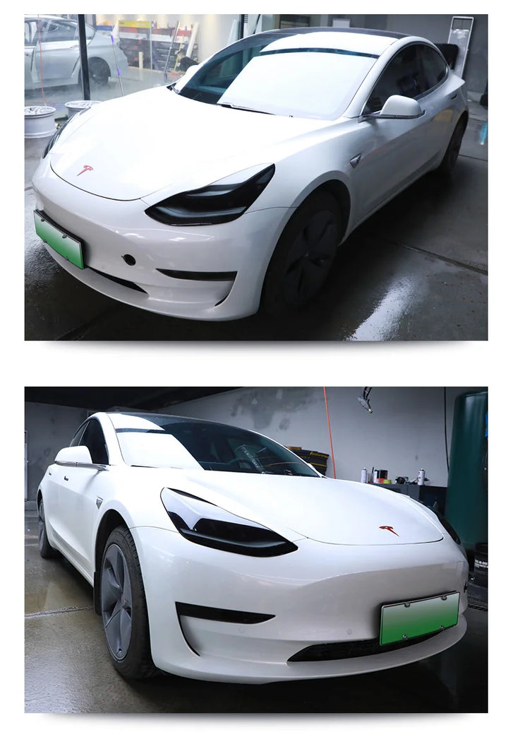 TPU Smoke Black Headlight Protector Film for Tesla Model 3/Y 2017-2022 is available at Ludicrous EV.