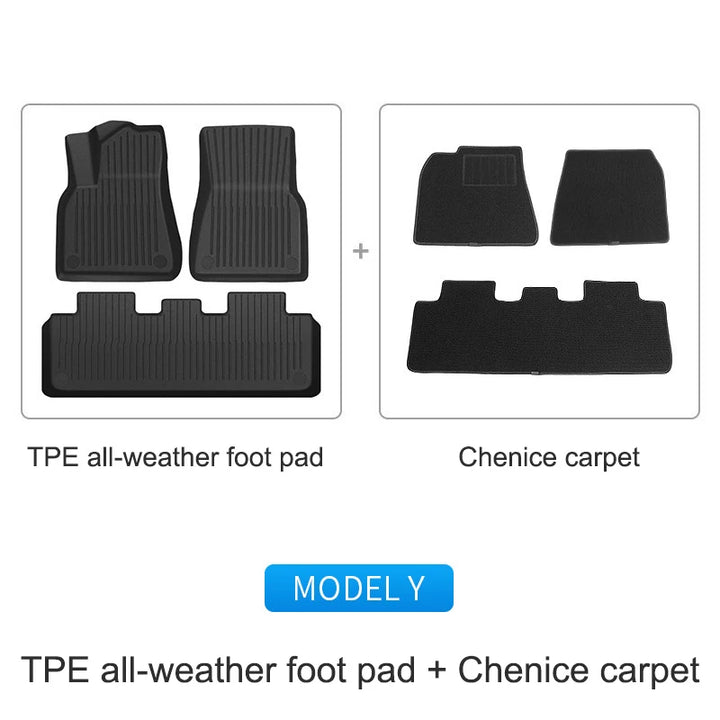 TPE Special Double-layer Carpet Floor Mats for Tesla Model 3/Y is available at Ludicrous EV.