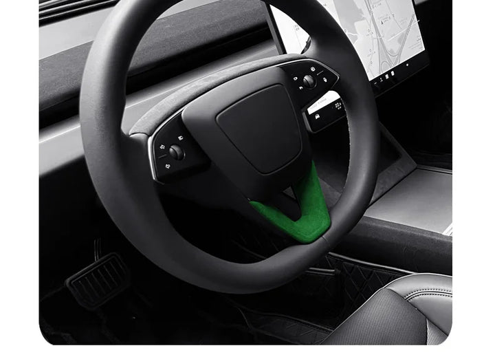 U-Shaped Suede Steering Wheel Trim Cover for 2024 Tesla Model 3 Highland is available at Ludicrous EV.
