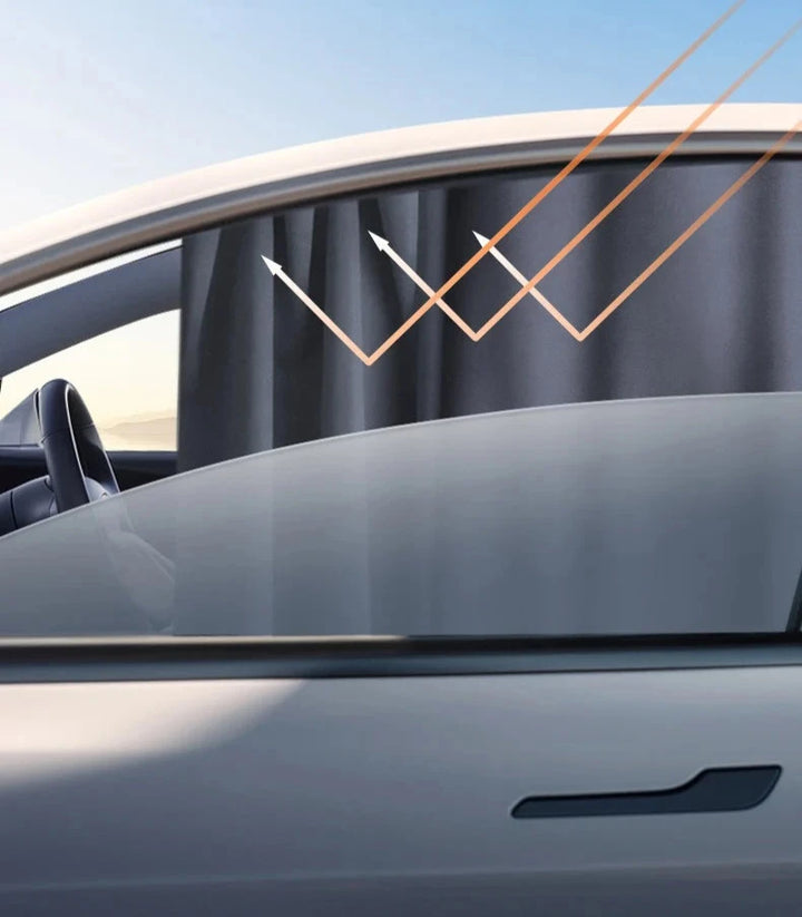 Magnetic Track Side Window Sunshades with Dual-Layer Insulation For Tesla Model Y is available at Ludicrous EV.