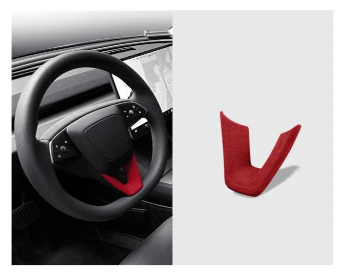 U-Shaped Suede Steering Wheel Trim Cover for 2024 Tesla Model 3 Highland is available at Ludicrous EV.
