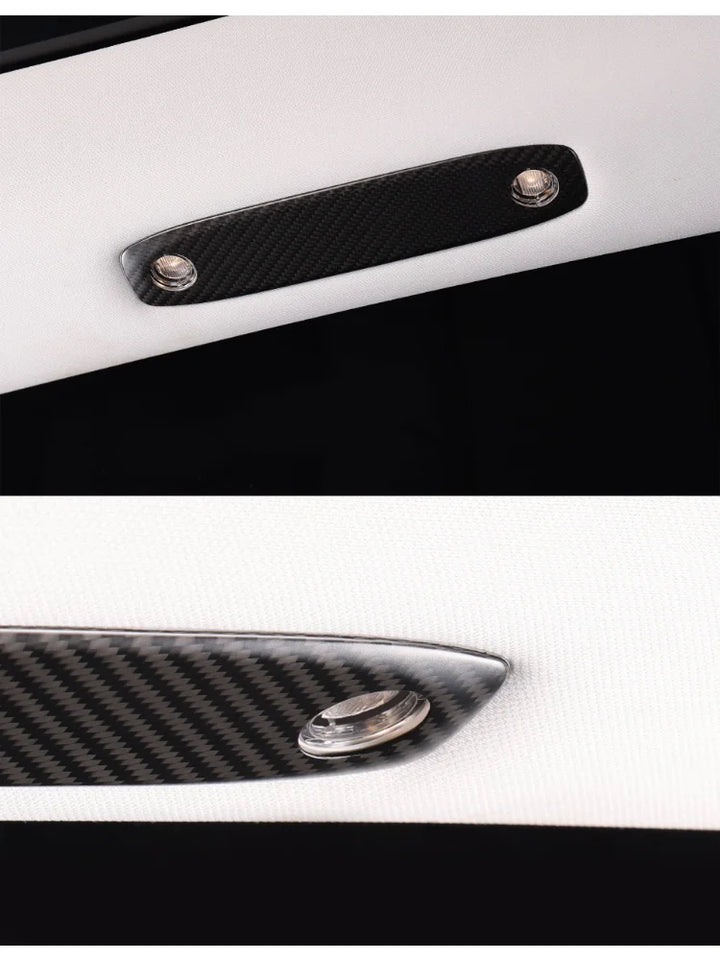 Real Carbon Fiber Reading Light Decorative Sticker Cover for Tesla Model 3/Model Y 2017-2023 is available at Ludicrous EV.