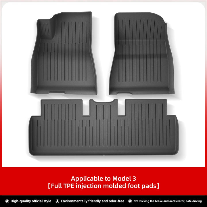 Foot Pad & Trunk Mat Set TPE Waterproof for Tesla Model 3/Y at Ludicrous EV.