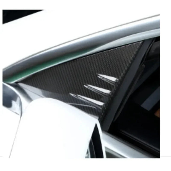 Real Carbon Fiber A-Pillar Window Triangle Spoiler Patch for Tesla Model 3/Model Y/Model 3+ Highland 2024 at Ludicrous EV.