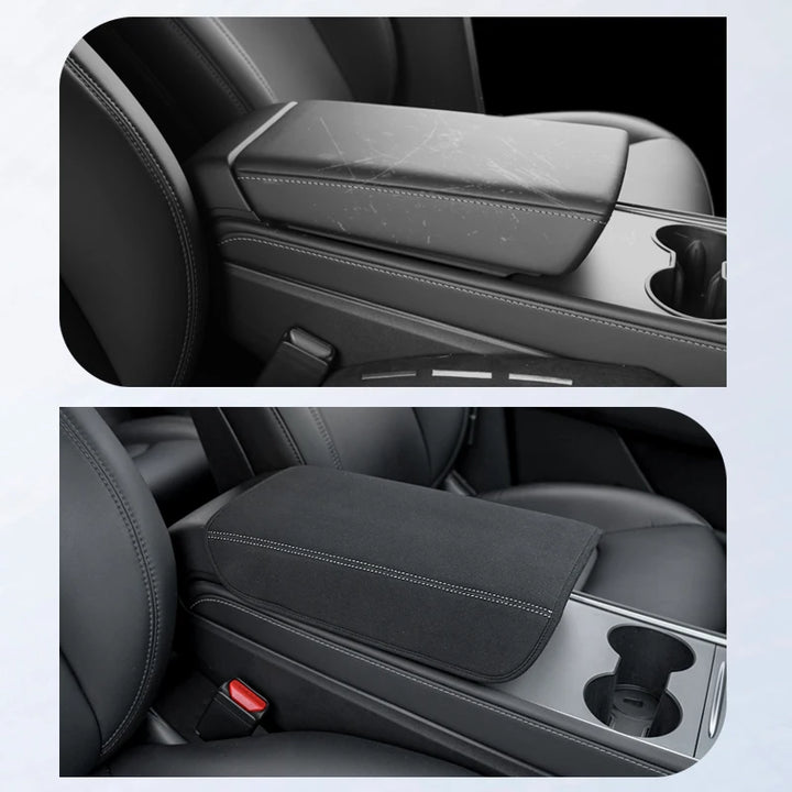 Premium Faux Suede Armrest Cover for Tesla Model 3/Y 2023-2024 is available at Ludicrous EV.
