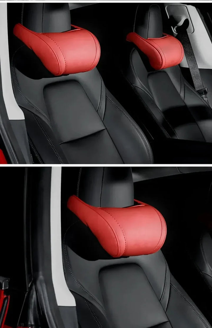 Soft Leather Car Neck Pillow - Comfortable Headrest Cushion for Tesla Model 3/Model S/Model X/Model Y 2024 at Ludicrous EV.
