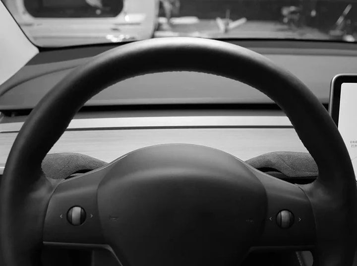 Turn Signal/Gear Selector Lever Paddle Covers For Tesla Model Y, Alcantara at Ludicrous EV.
