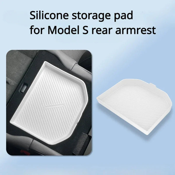 Silicone Center Console Storage Box for Tesla Model X/Model S is available at Ludicrous EV.
