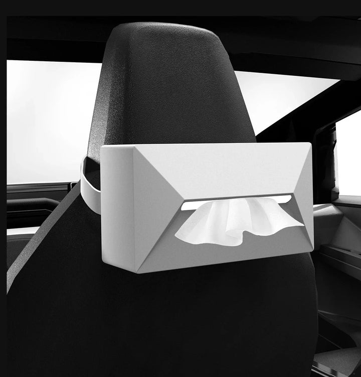 Tesla Cybertruck Silicone Tissue Holder Box with Fix Strap for Seat Back Auto Interior Accessory is available at Ludicrous EV.