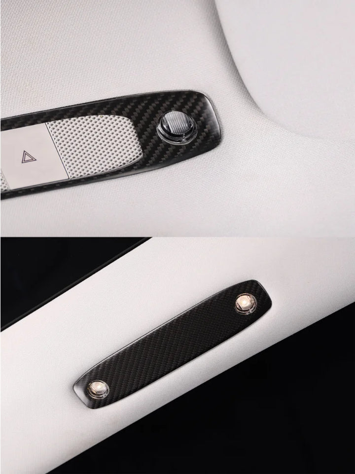 Real Carbon Fiber Reading Light Decorative Sticker Cover for Tesla Model 3/Model Y 2017-2023 is available at Ludicrous EV.