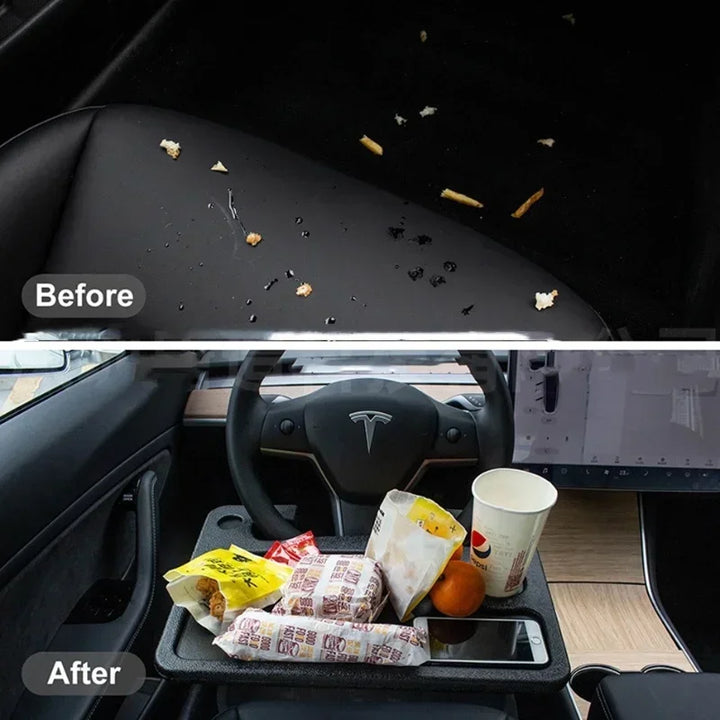 Multifunctional Car Travel Table Laptop Desk Steering Wheel Tray for Eating & Work for Tesla Model 3/Model S/Model X/Model Y is available at Ludicrous EV.