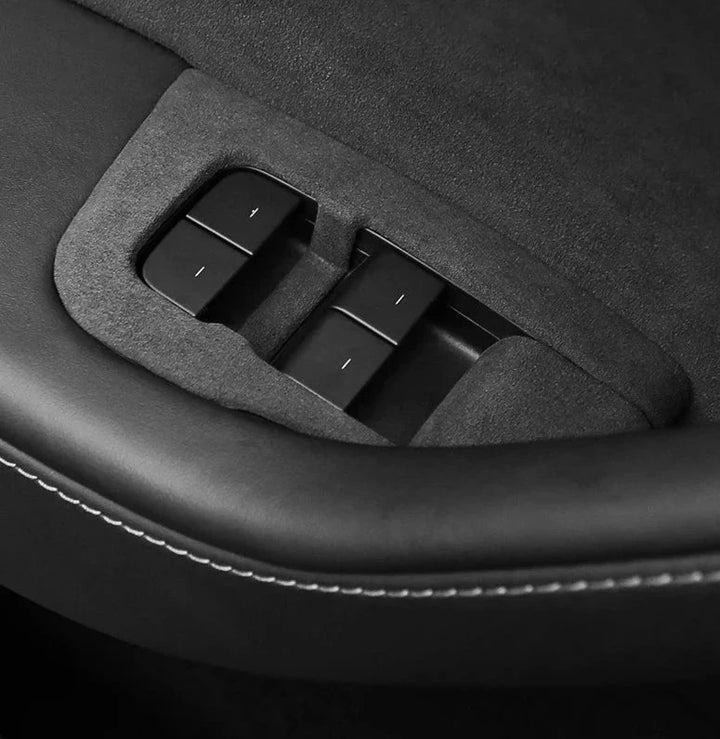 Premium 4-Piece Italian Suede Switch Frame Covers - Door Trim for Tesla Model 3/Model Y at Ludicrous EV.
