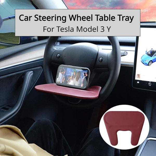 Car Steering Wheel Table Tray for Tesla Model 3 Y Dining Table Food Tray Car Travel Table Mounted Desk Storage Rack Portable
